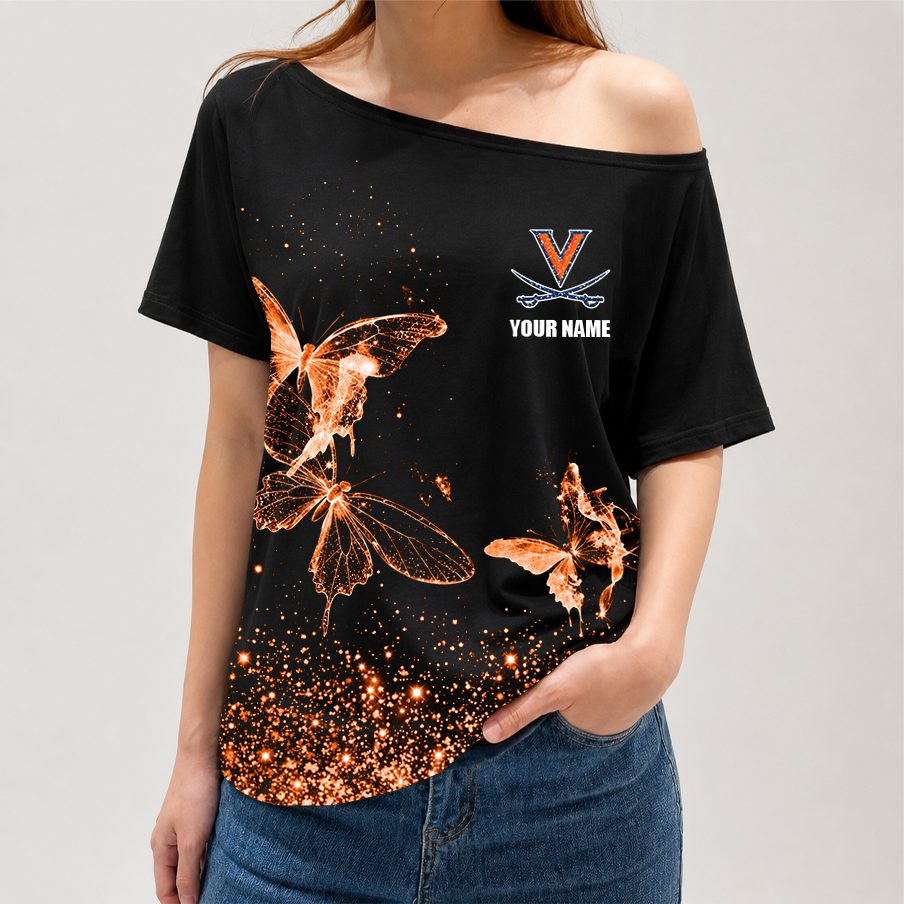 [FAN FAVORITE] NEW CUSTOMIZED NCAA CFH08 VIC VIRGINIA CAVALIERS OFF-SHOULDER SHIRT