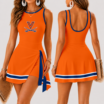 [FAN FAVORITE] NEW CUSTOMIZED NCAA CFH08 VIC VIRGINIA CAVALIERS WOMEN'S SUMMER SKORT DRESS