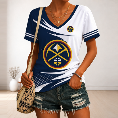 LIMITED EDITION - NEW CUSTOMIZED NBA08 DNU DENVER NUGGETS V-NECK FEMALE SHIRT