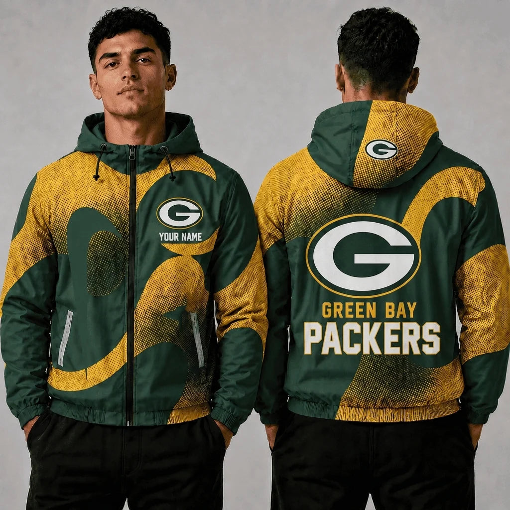 [SPECIAL OFFER] NEW CUSTOMIZED NFL08 GBP GREEN BAY PACKERS WINDBREAKER JACKET
