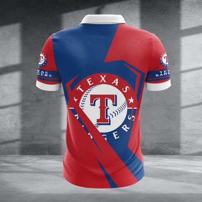 [FLASH SALE] NEW CUSTOMIZED MLB08 TRS TEXAS RANGERS ZIP POLO SHIRT