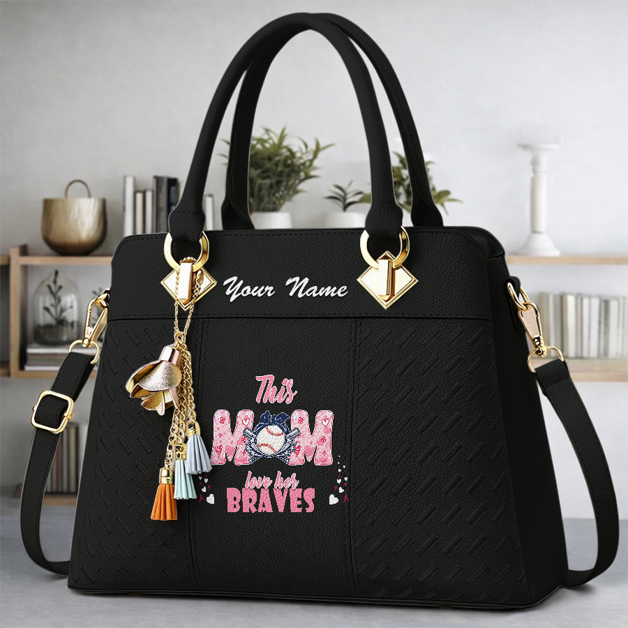 LIMITED EDITION - NEW CUSTOMIZED MLB09 ABS ATLANTA BRAVES ZIP HANDBAG MULTICOLOR