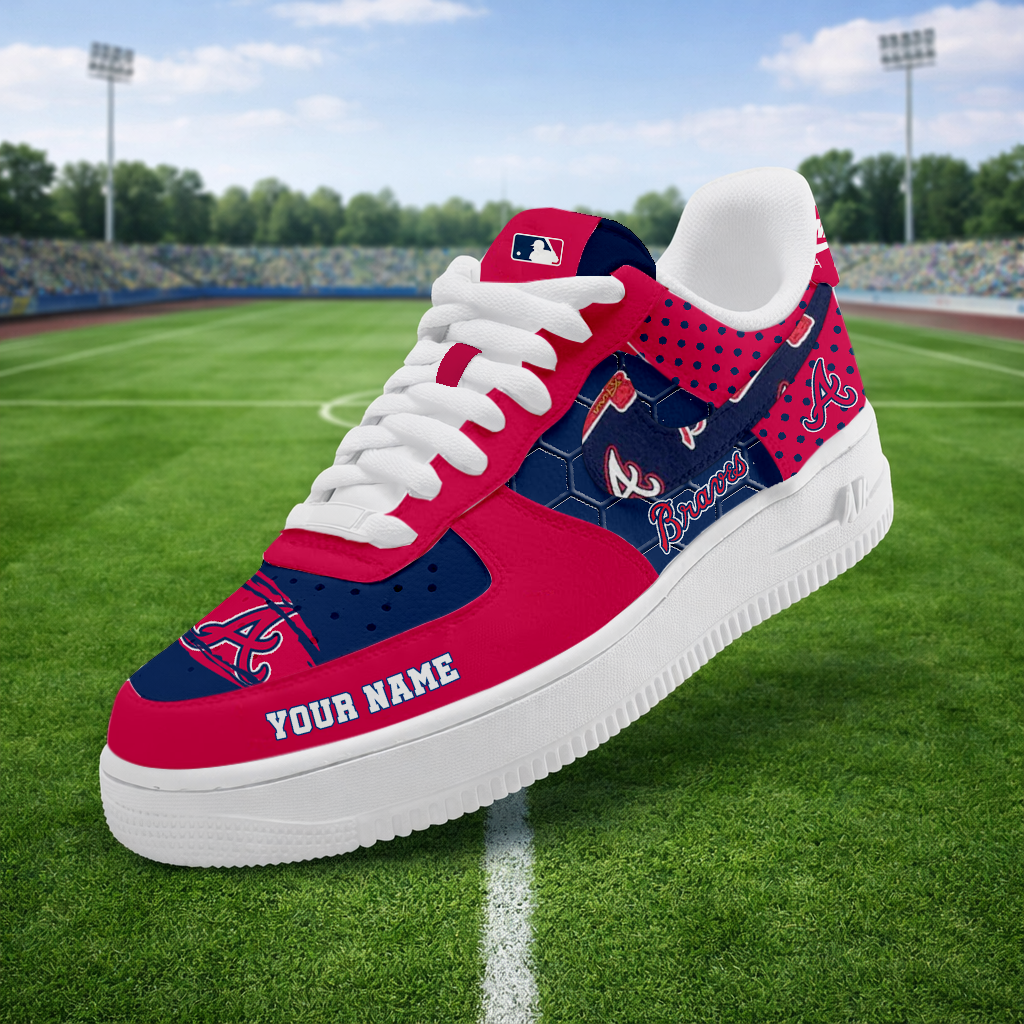 LIMITED EDITION - NEW CUSTOMIZED MLB09 ABS ATLANTA BRAVES AF1 SNEAKERS