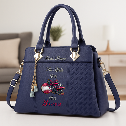 LIMITED EDITION - NEW CUSTOMIZED MLB09 ABS ATLANTA BRAVES ZIP HANDBAG MULTICOLOR