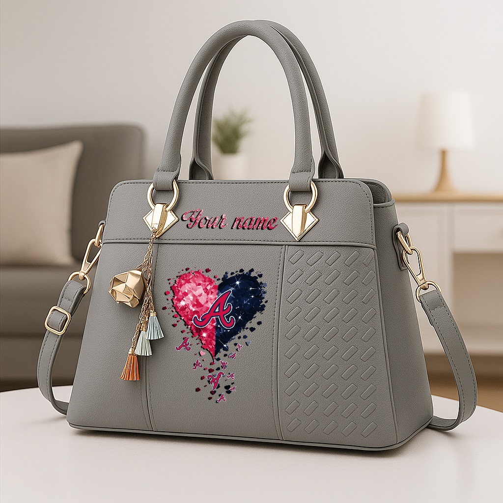 LIMITED EDITION - NEW CUSTOMIZED MLB09 ABS ATLANTA BRAVES ZIP HANDBAG MULTICOLOR