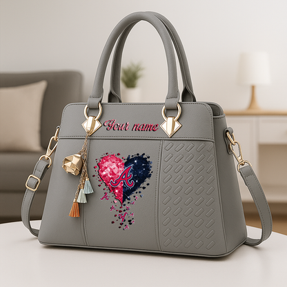 LIMITED EDITION - NEW CUSTOMIZED MLB09 ABS ATLANTA BRAVES ZIP HANDBAG MULTICOLOR