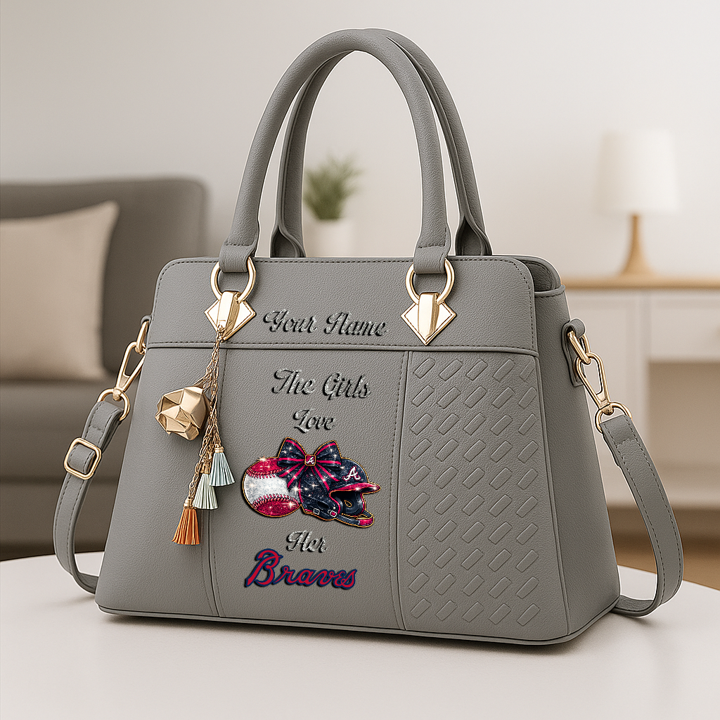 LIMITED EDITION - NEW CUSTOMIZED MLB09 ABS ATLANTA BRAVES ZIP HANDBAG MULTICOLOR