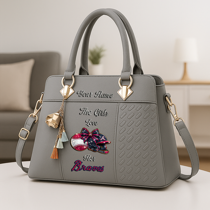 LIMITED EDITION - NEW CUSTOMIZED MLB09 ABS ATLANTA BRAVES ZIP HANDBAG MULTICOLOR