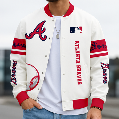 LIMITED EDITION - NEW CUSTOMIZED MLB09 ABS ATLANTA BRAVES BASEBALL JACKET, SATIN VARSITY JACKET