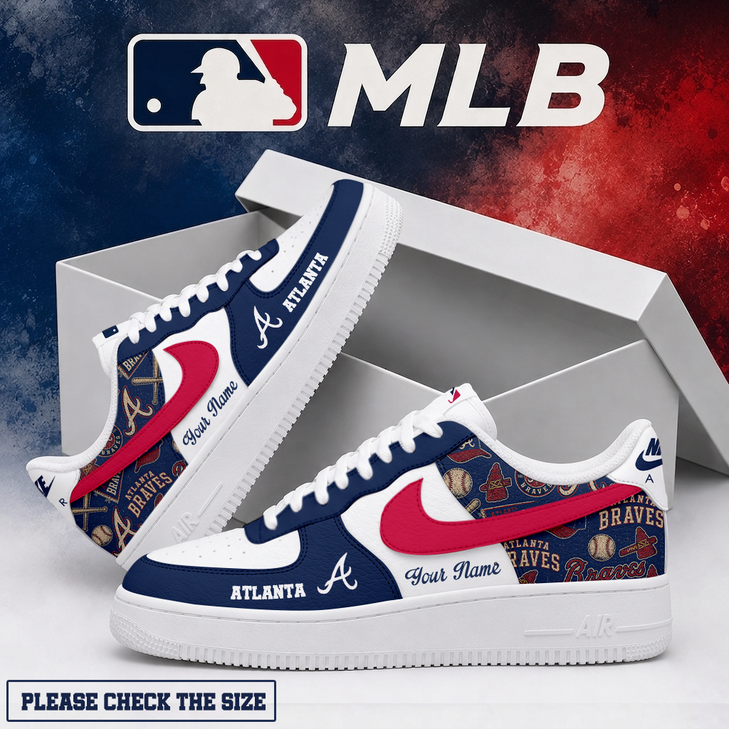 LIMITED EDITION - NEW CUSTOMIZED MLB09 ABS ATLANTA BRAVES AF1 SHOES