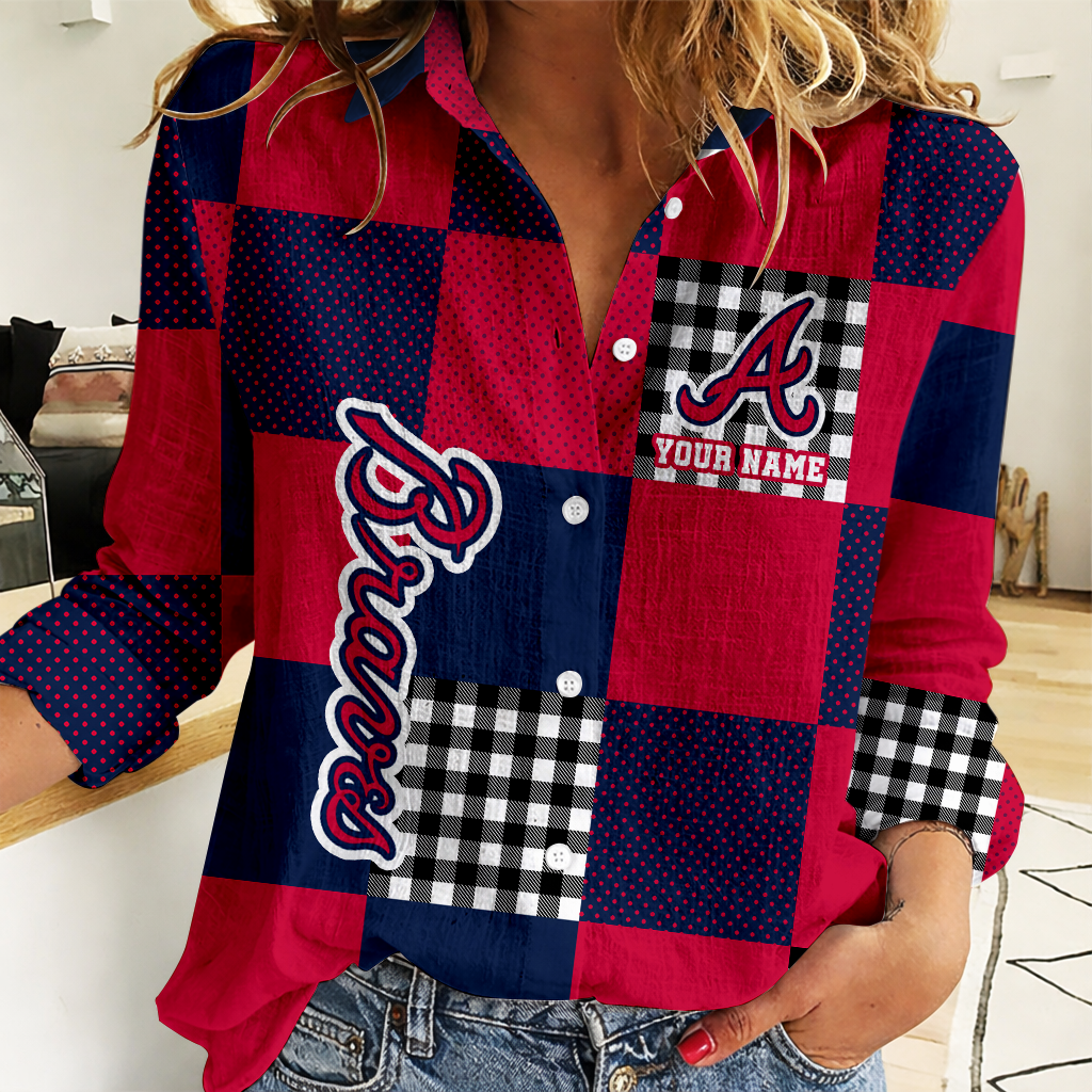 LIMITED EDITION - NEW CUSTOMIZED MLB09 ABS ATLANTA BRAVES WOMEN CASUAL SHIRT FOR FAN