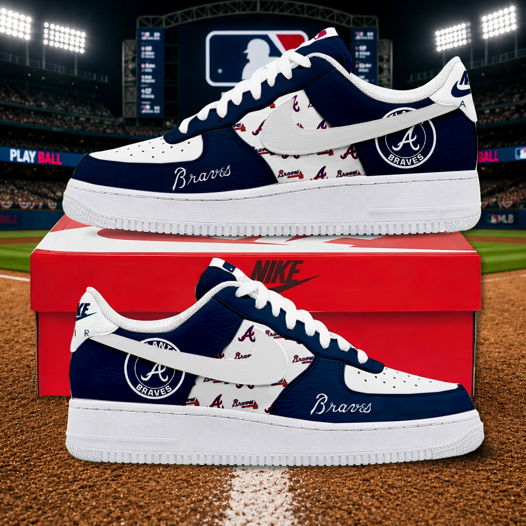 LIMITED EDITION - NEW CUSTOMIZED MLB09 ABS ATLANTA BRAVES AF1 SHOES