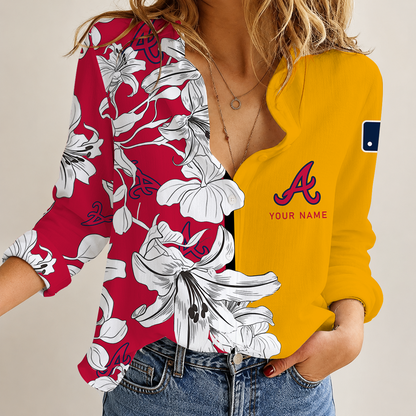 [FLASH SALE] NEW CUSTOMIZED MLB09 ABS ATLANTA BRAVES WOMEN CASUAL SHIRT