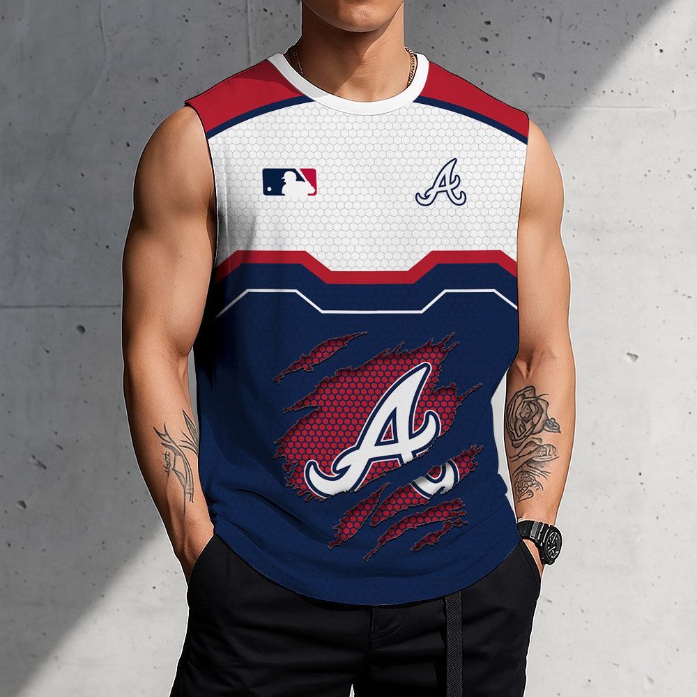LIMITED EDITION - NEW CUSTOMIZED MLB09 ABS ATLANTA BRAVES MEN'S GYM SHIRT