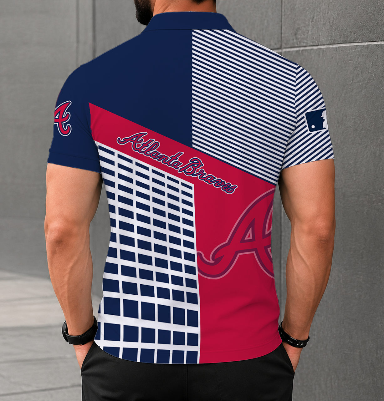 LIMITED EDITION - NEW CUSTOMIZED MLB09 ABS ATLANTA BRAVES POLO SHIRT