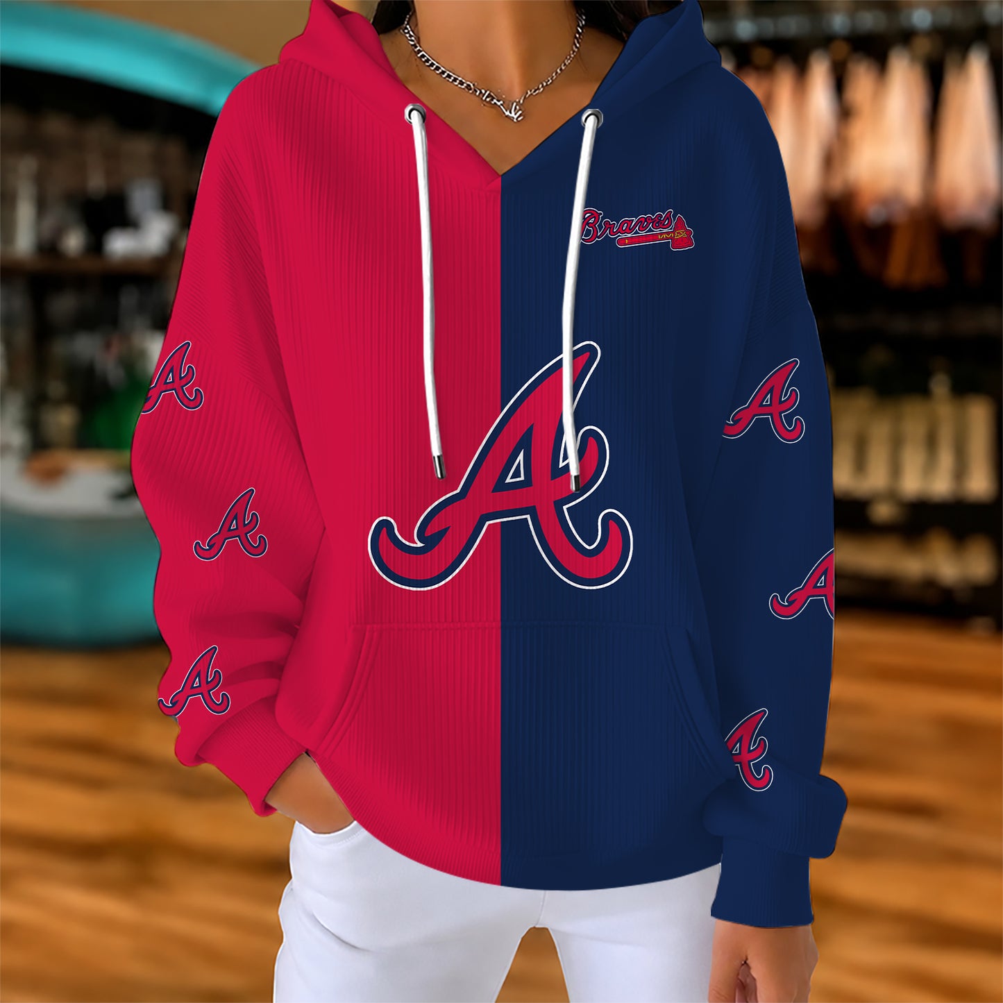 [FLASH SALE] NEW CUSTOMIZED MLB09 ABS ATLANTA BRAVES RIBBED HOODIE & SWEATSHIRT