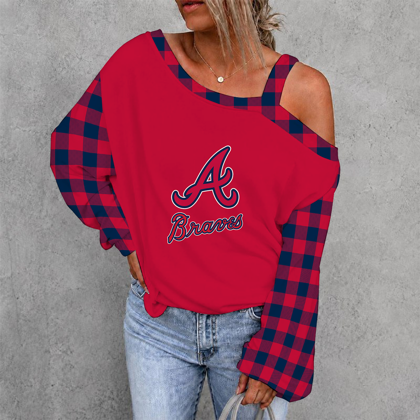 [FLASH SALE] NEW CUSTOMIZED MLB09 ABS ATLANTA BRAVES DROP SHOULDER SWEATSHIRT