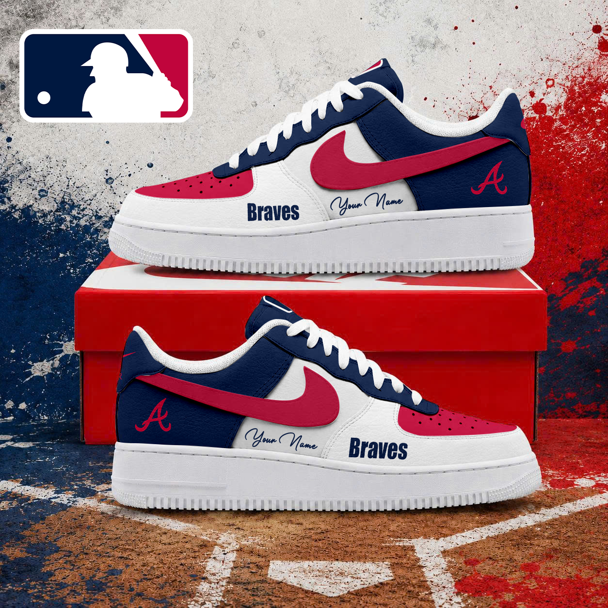 VIRAL EDITION - NEW CUSTOMIZED MLB09 ABS ATLANTA BRAVES AF1 SHOES