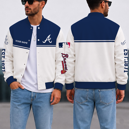 SPECIAL EDITION - NEW CUSTOMIZED MLB09 ABS ATLANTA BRAVES SATIN VARSITY & BASEBALL JACKET