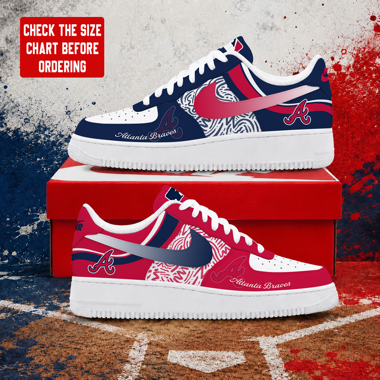LIMITED EDITION - NEW CUSTOMIZED MLB09 ABS ATLANTA BRAVES AF1 SHOES