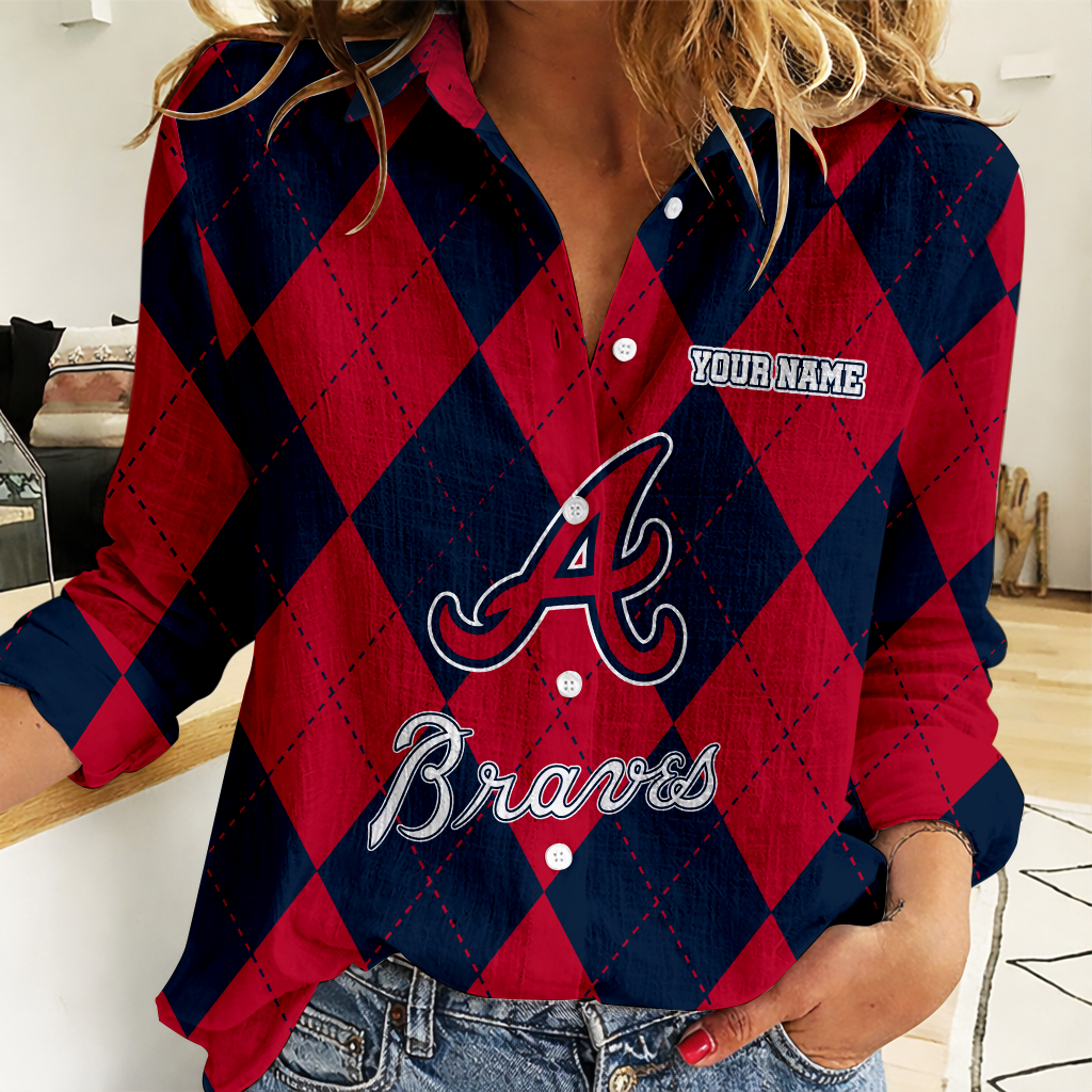 LIMITED EDITION - NEW CUSTOMIZED MLB09 ABS ATLANTA BRAVES WOMEN CASUAL SHIRT FOR FAN