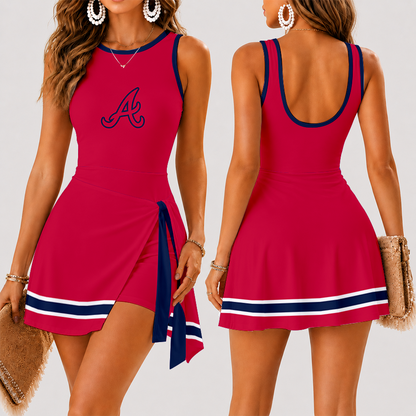 [FLASH SALE] NEW CUSTOMIZED MLB09 ABS ATLANTA BRAVES WOMEN'S SUMMER SKORT DRESS