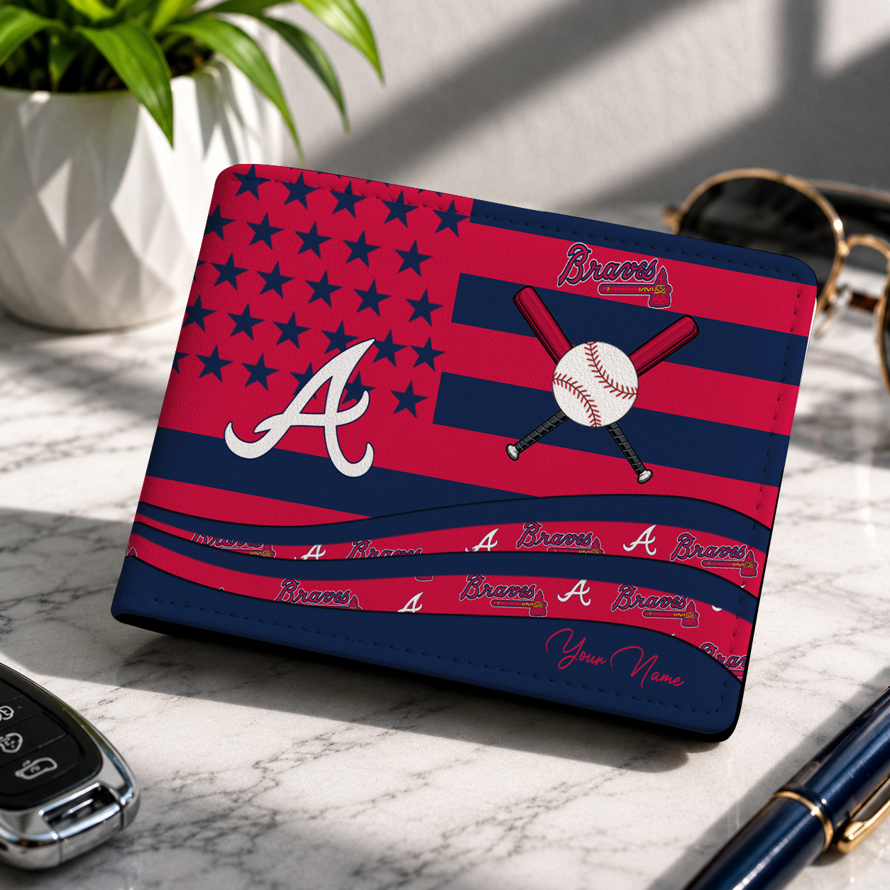 LIMITED EDITION - NEW CUSTOMIZED MLB09 ABS ATLANTA BRAVES LEATHER WALLET