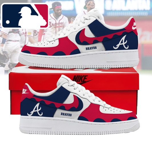 FINAL CLEARANCE - NEW CUSTOMIZED MLB09 ABS ATLANTA BRAVES AF1 SHOES