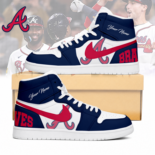 LIMITED EDITION - NEW CUSTOMIZED MLB09 ABS ATLANTA BRAVES AIR JORDAN SNEAKERS