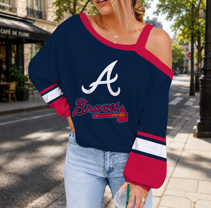 SPECIAL EDITION - NEW CUSTOMIZED MLB09 ABS ATLANTA BRAVES DROP SHOULDER SWEATSHIRT