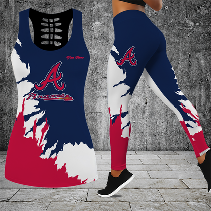 [FLASH SALE] NEW CUSTOMIZED MLB09 ABS ATLANTA BRAVES HOLLOW TANK TOP & LEGGINGS SET