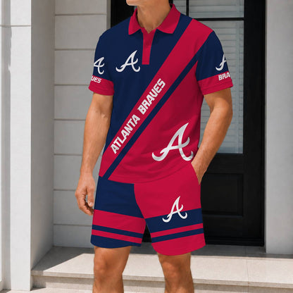 LIMITED EDITION - NEW CUSTOMIZED MLB09 ABS ATLANTA BRAVES POLO & SHORT PANTS SET