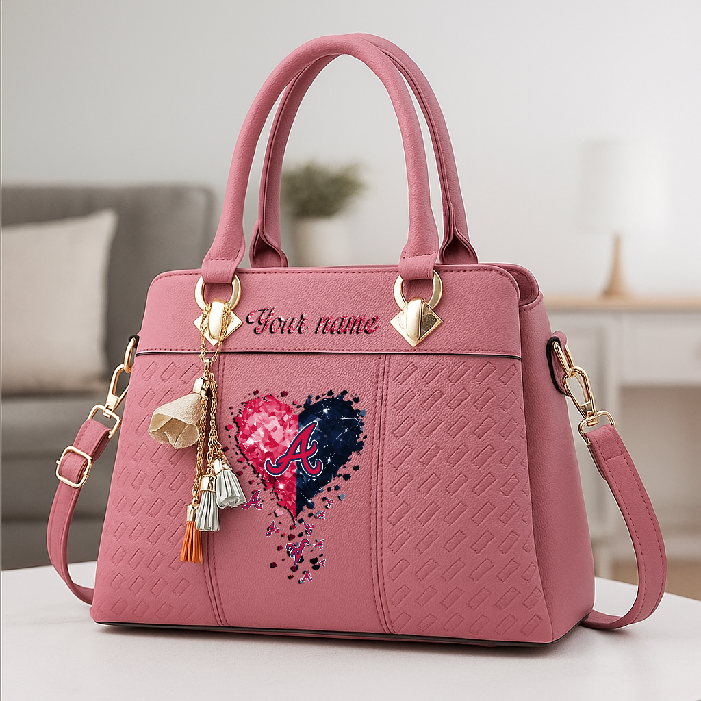 LIMITED EDITION - NEW CUSTOMIZED MLB09 ABS ATLANTA BRAVES ZIP HANDBAG MULTICOLOR