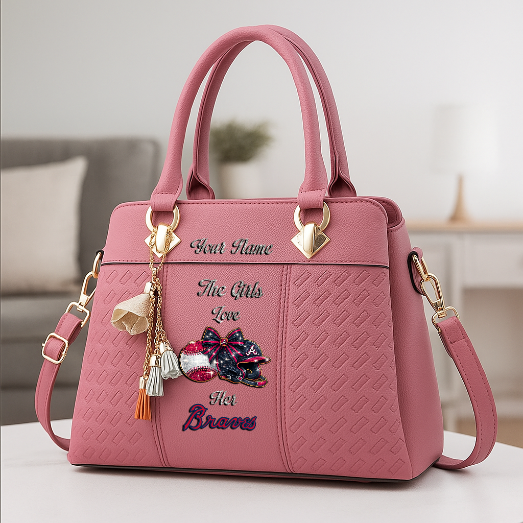 LIMITED EDITION - NEW CUSTOMIZED MLB09 ABS ATLANTA BRAVES ZIP HANDBAG MULTICOLOR