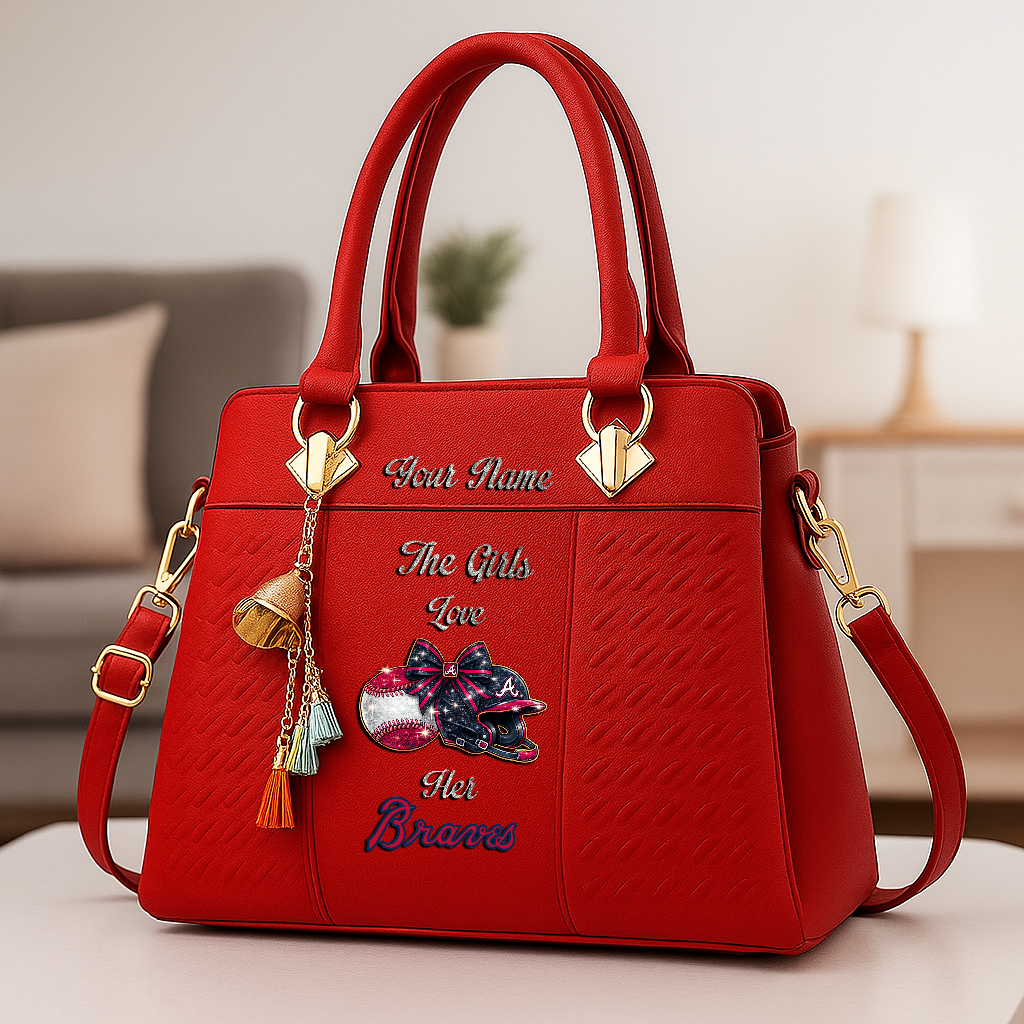 LIMITED EDITION - NEW CUSTOMIZED MLB09 ABS ATLANTA BRAVES ZIP HANDBAG MULTICOLOR