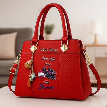 LIMITED EDITION - NEW CUSTOMIZED MLB09 ABS ATLANTA BRAVES ZIP HANDBAG MULTICOLOR