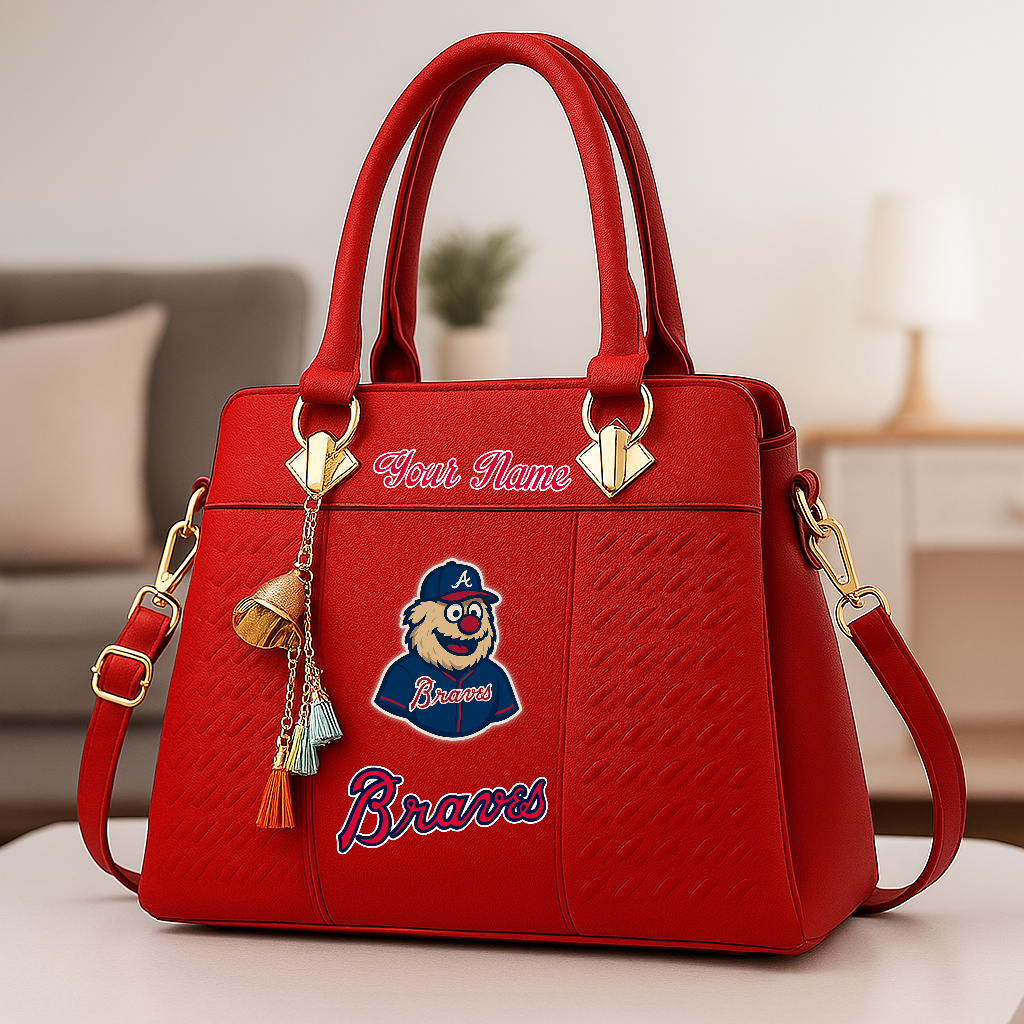 LIMITED EDITION - NEW CUSTOMIZED MLB09 ABS ATLANTA BRAVES ZIP HANDBAG MULTICOLOR