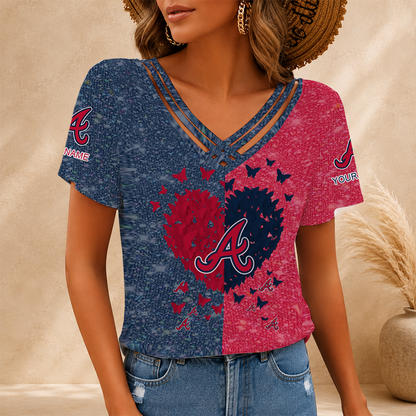 LIMITED EDITION - NEW CUSTOMIZED MLB09 ABS ATLANTA BRAVES V-NECK SHIRT