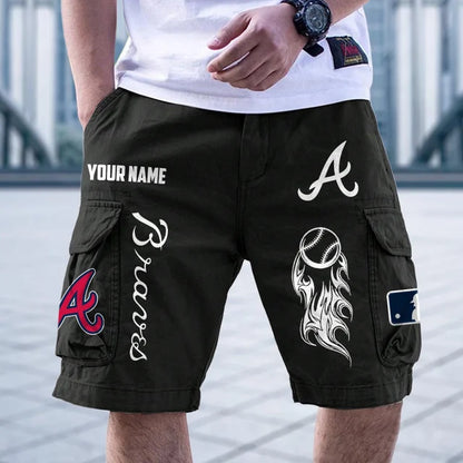 [FLASH SALE] NEW CUSTOMIZED MLB09 ABS ATLANTA BRAVES MEN'S CARGO SHORTS