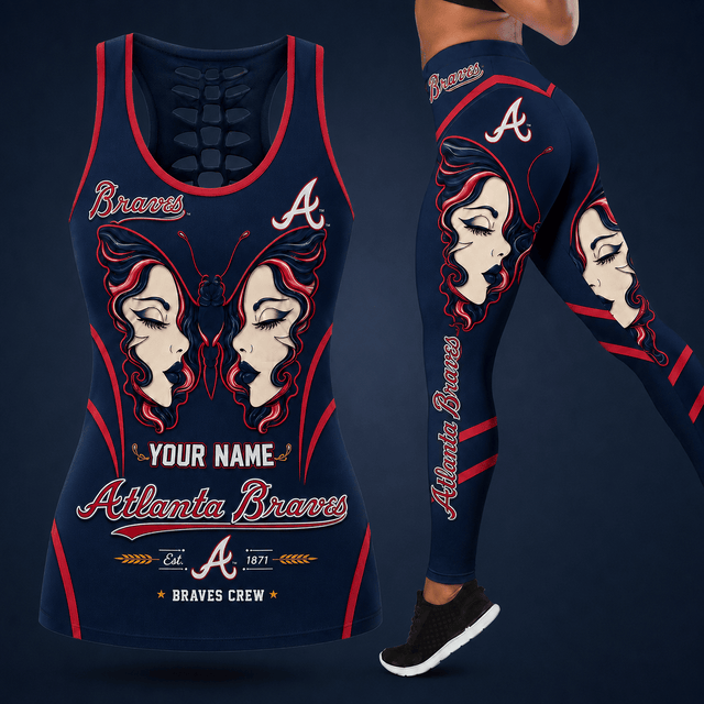 [FLASH SALE] NEW CUSTOMIZED MLB09 ABS ATLANTA BRAVES HOLLOW TANK TOP & LEGGINGS SET