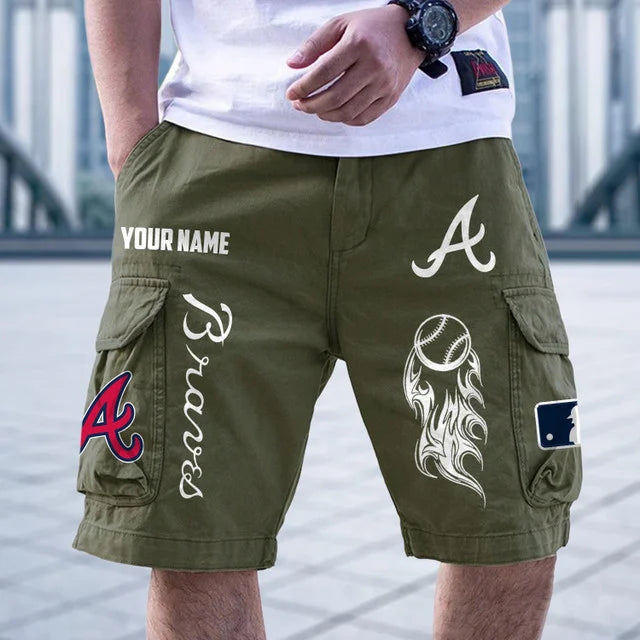 [FLASH SALE] NEW CUSTOMIZED MLB09 ABS ATLANTA BRAVES MEN'S CARGO SHORTS