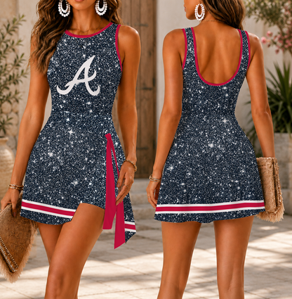 LIMITED EDITION - NEW CUSTOMIZED MLB09 ABS ATLANTA BRAVES WOMEN'S SUMMER SKORT DRESS