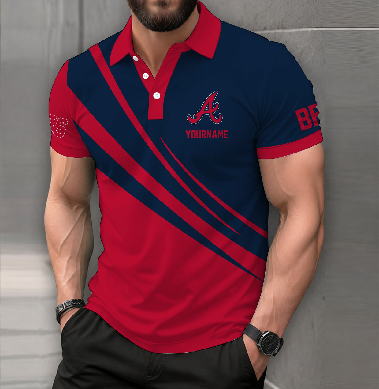 LIMITED EDITION - NEW CUSTOMIZED MLB09 ABS ATLANTA BRAVES POLO SHIRT