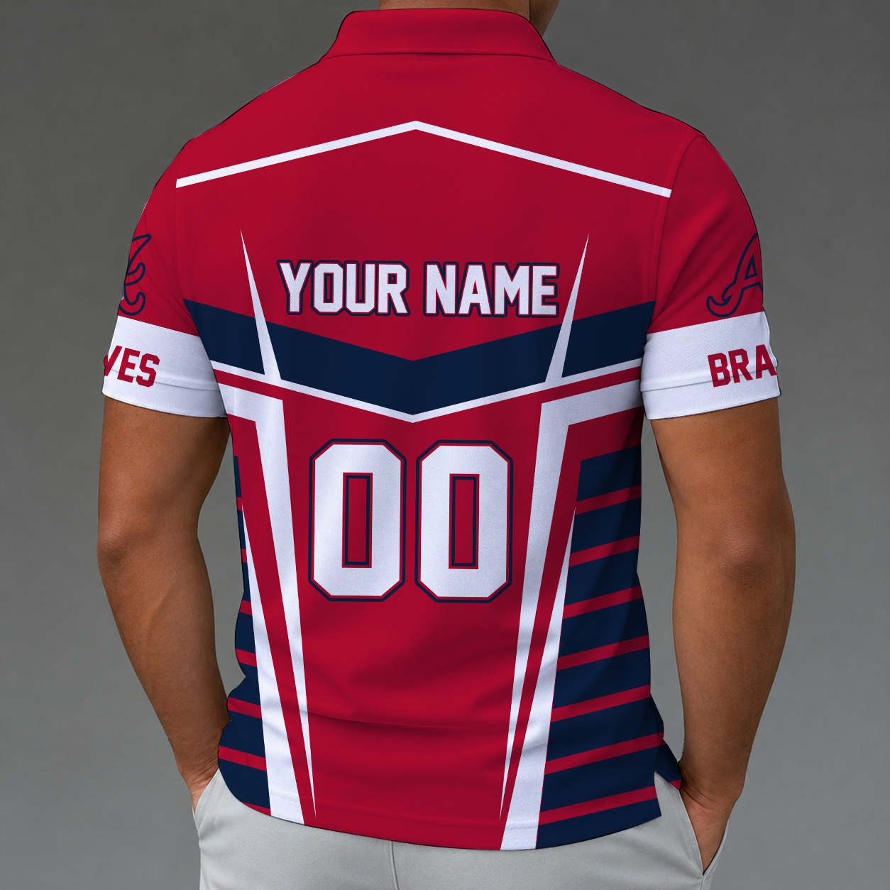 LIMITED EDITION - NEW CUSTOMIZED MLB09 ABS ATLANTA BRAVES ZIP POLO SHIRT