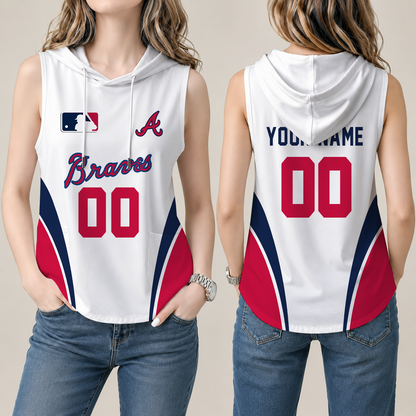 [FLASH SALE] NEW CUSTOMIZED MLB09 ABS ATLANTA BRAVES WOMEN'S SLEEVELESS HOODED POCKET TANK TOP