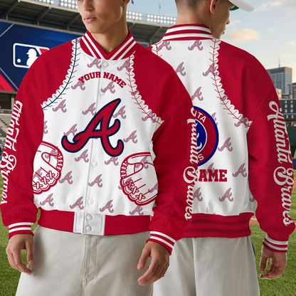 LIMITED EDITION - NEW CUSTOMIZED MLB09 ABS ATLANTA BRAVES SATIN VARSITY & BASEBALL JACKET