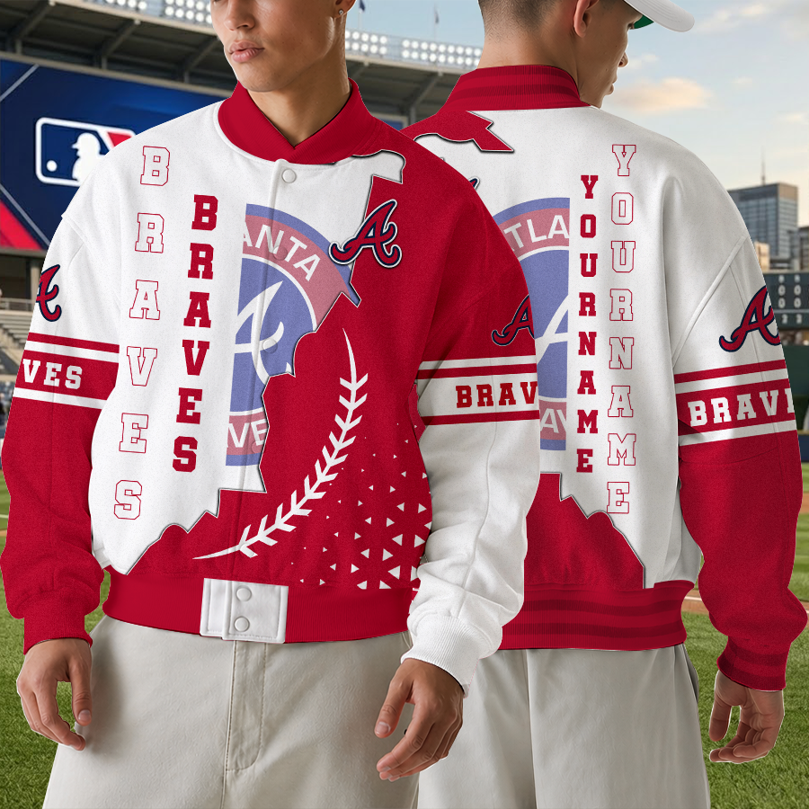 LIMITED EDITION - NEW CUSTOMIZED MLB09 ABS ATLANTA BRAVES SATIN VARSITY & BASEBALL JACKET