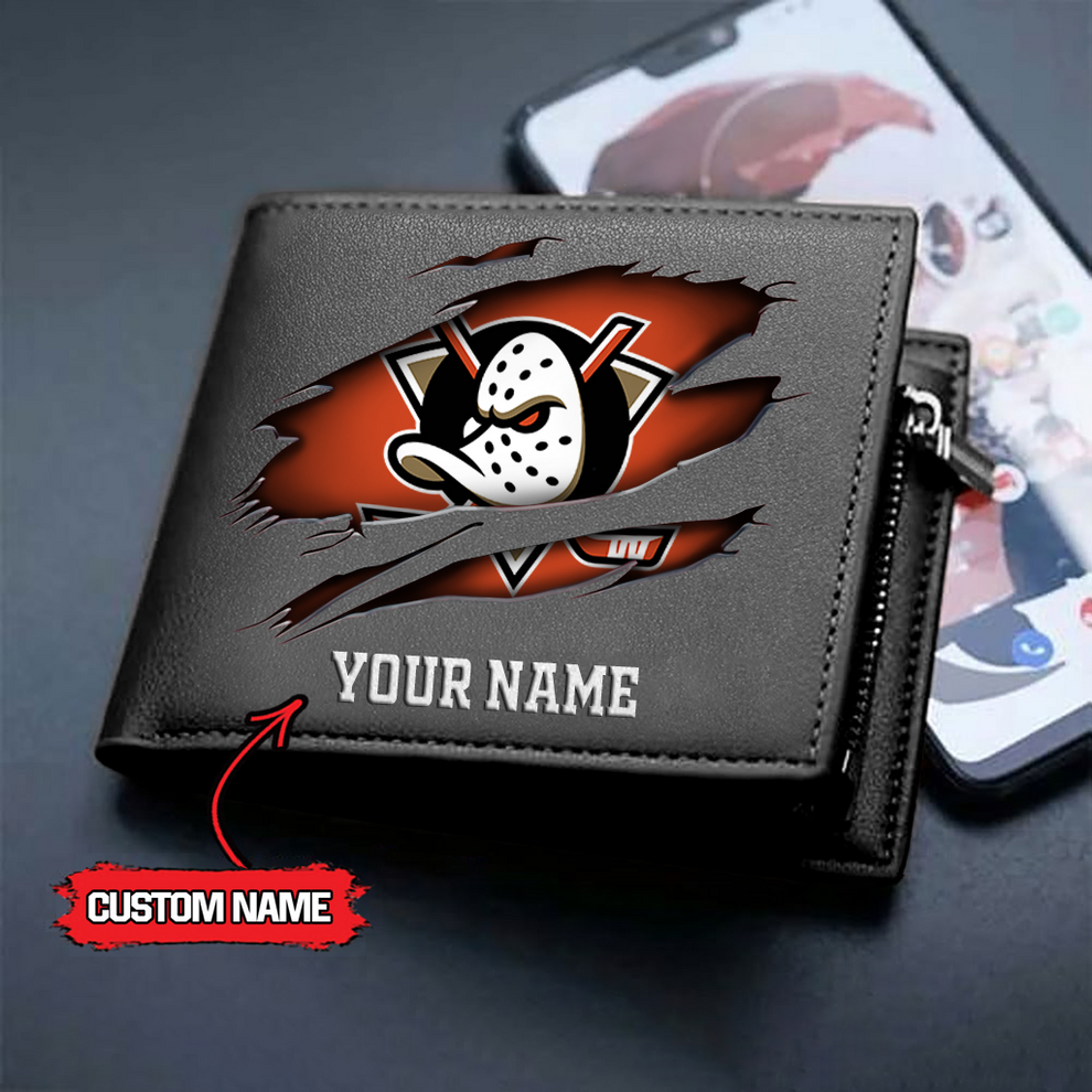 LIMITED EDITION - NEW CUSTOMIZED NHL09 AHD ANAHEIM DUCKS LEATHER WALLET