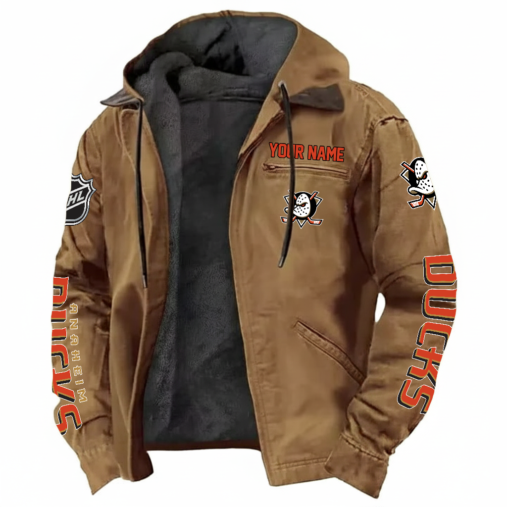 LIMITED EDITION - NEW CUSTOMIZED NHL09 AHD ANAHEIM DUCKS HOODED CARDIGAN JACKET