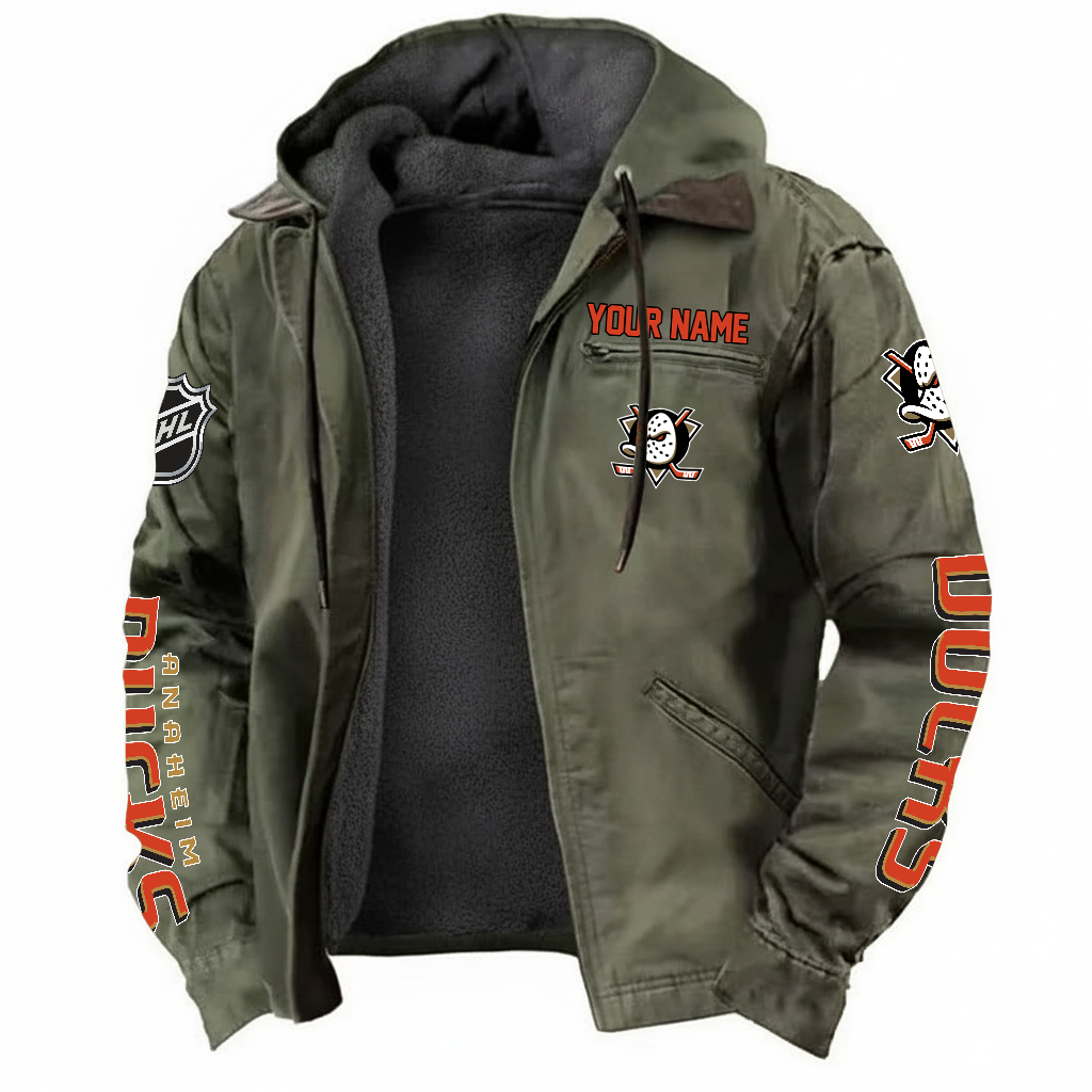 LIMITED EDITION - NEW CUSTOMIZED NHL09 AHD ANAHEIM DUCKS HOODED CARDIGAN JACKET